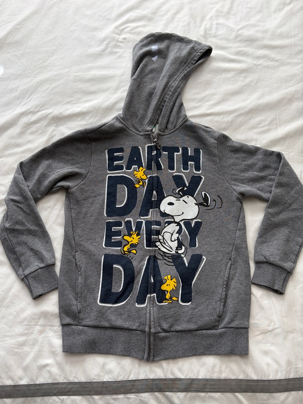 United Colors Of Benetton Gray Peanuts 'Earth Day Every Day' Hooded Zip Jacket